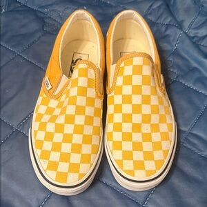 Vans Women Yellow and White Checkered Sneakers